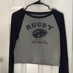 Gray and Black Rugby Long Sleeve Shirt